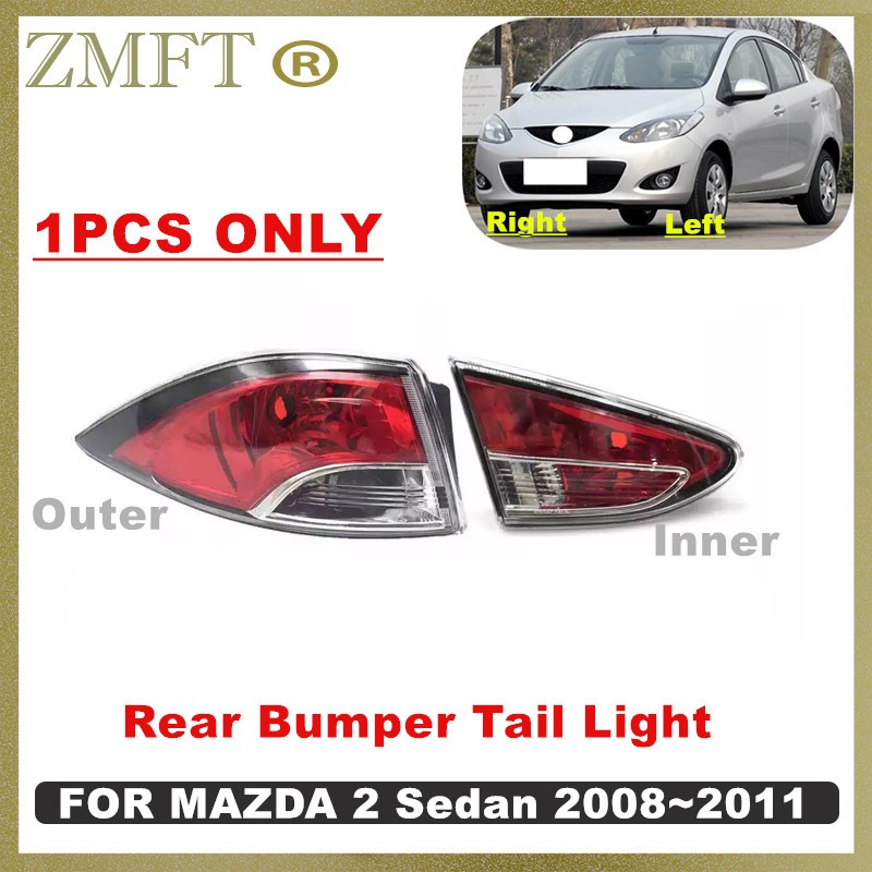 1PCS ด้านหลังกันชนไฟท้าย Backlight ไฟท้ายไม่มีหลอดไฟสําหรับ MAZDA 2 ซีดาน 2008 2009 2010 2011 เบรค Warming Light