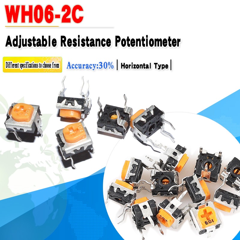 10 ชิ้น/ล็อต WH06-2C ปรับความต้านทาน Potentiometer แนวนอน 1 K/2 K/5 K/10 K/100 K 102 103 200 โอห์ม