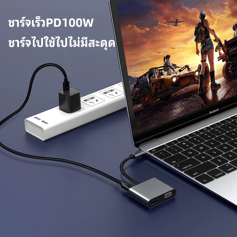 USB C to HDMI VGA Adapter 4in1 Type-c to HDMI 4K for MacBook Pro HP Envy 13 Dell XPS13/15 Lenovo miix510