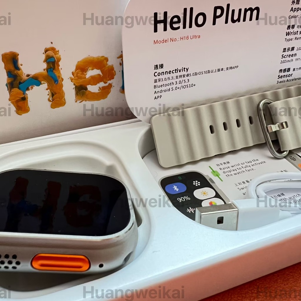 2025 Ai h16 ultra AMOLED smart watch ultra 2 49 มม.NFC ไร้สายชาร์จบลูทูธ GPS Smartwatch ผู้หญิง vs h
