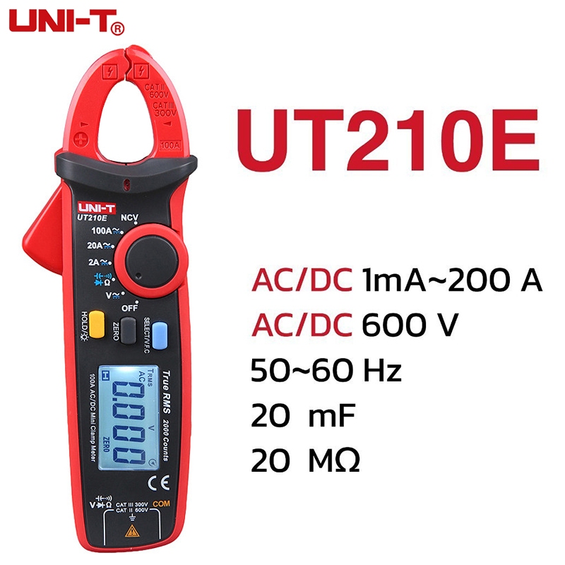 UNI-T 210E  UT210D คลิปแอมป์ AC DC แคล้มป์มิเตอร์ ดิจิตอล กิ๊ปแอมป์ Clamp Meter UT210E