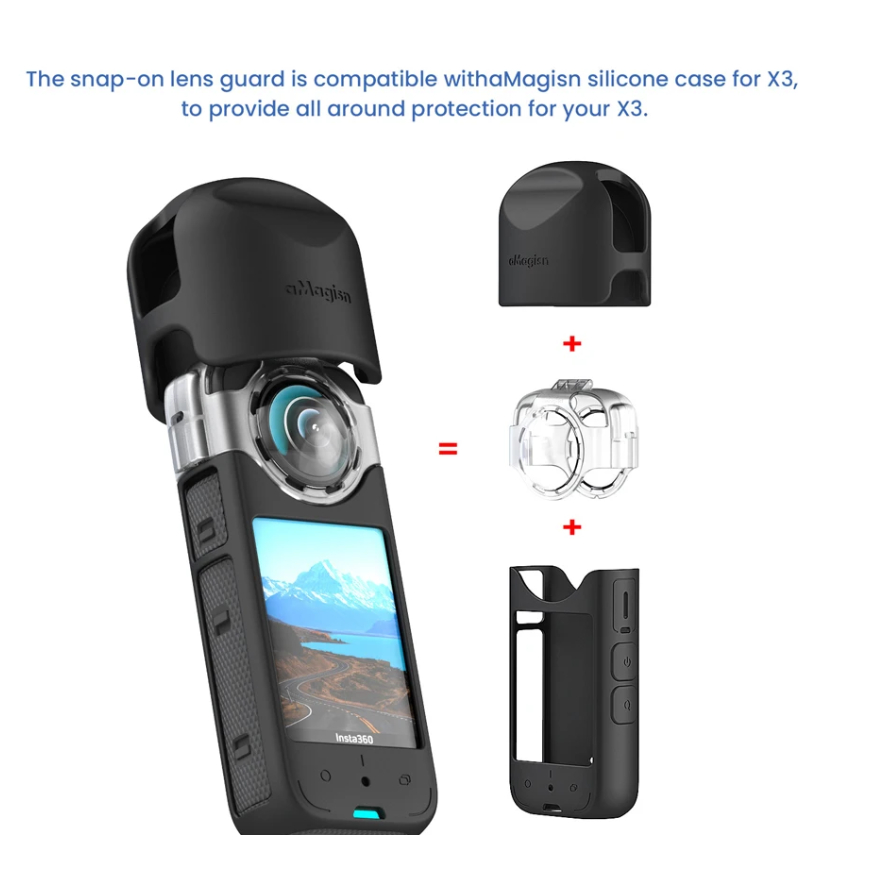 AMagisn Anti-fog Snap-on เลนส์สําหรับ Insta360 X3 ซิลิโคนหัวเข็มขัดป้องกันกรณีป้องกันหน้าจอวงเล็บกล้องอุปกรณ์เสริม