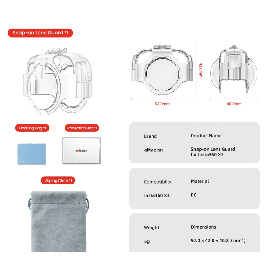 AMagisn Anti-fog Snap-on เลนส์สําหรับ Insta360 X3 ซิลิโคนหัวเข็มขัดป้องกันกรณีป้องกันหน้าจอวงเล็บกล้องอุปกรณ์เสริม