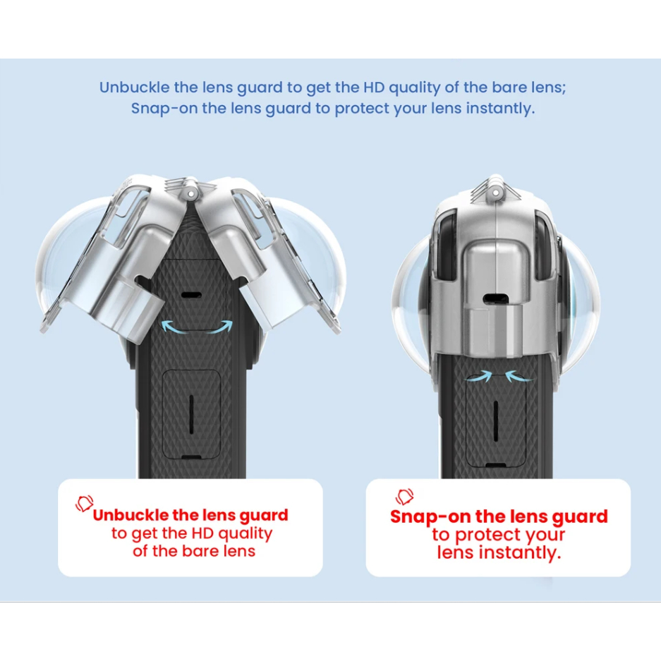 AMagisn Anti-fog Snap-on เลนส์สําหรับ Insta360 X3 ซิลิโคนหัวเข็มขัดป้องกันกรณีป้องกันหน้าจอวงเล็บกล้องอุปกรณ์เสริม