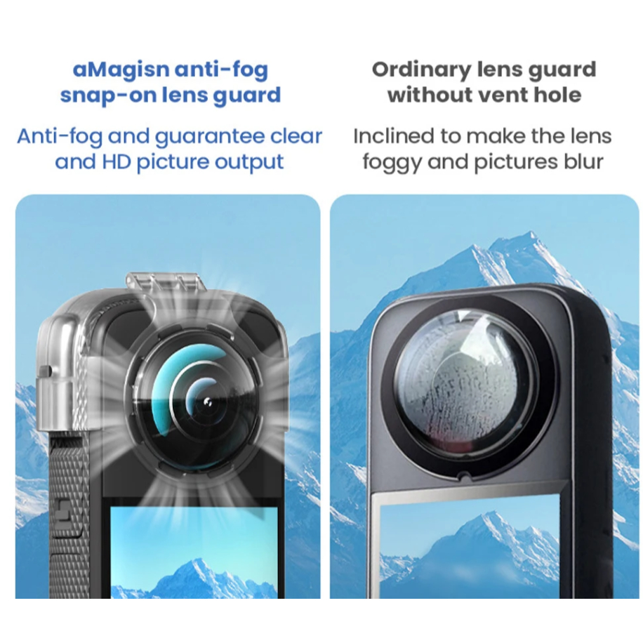 AMagisn Anti-fog Snap-on เลนส์สําหรับ Insta360 X3 ซิลิโคนหัวเข็มขัดป้องกันกรณีป้องกันหน้าจอวงเล็บกล้องอุปกรณ์เสริม