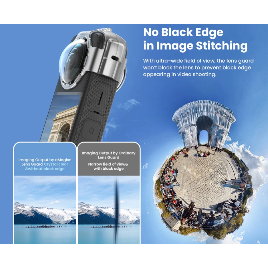 AMagisn Anti-fog Snap-on เลนส์สําหรับ Insta360 X3 ซิลิโคนหัวเข็มขัดป้องกันกรณีป้องกันหน้าจอวงเล็บกล้องอุปกรณ์เสริม