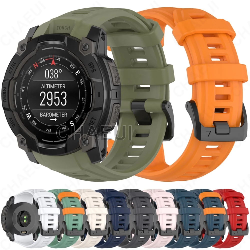 สายซิลิโคนกีฬานาฬิกาสร้อยข้อมืออุปกรณ์เสริมสําหรับ Garmin Instinct 3 50mm 45mm / Instinct E 45mm 40mm
