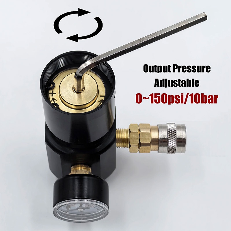 HPA G1/2-14 เครื่องควบคุมความดันเอาต์พุต 0-150PSI กระบอกแก๊สเติมอะแดปเตอร์วาล์ว CO2 ปรับตัวควบคุม Scuba อุปกรณ์
