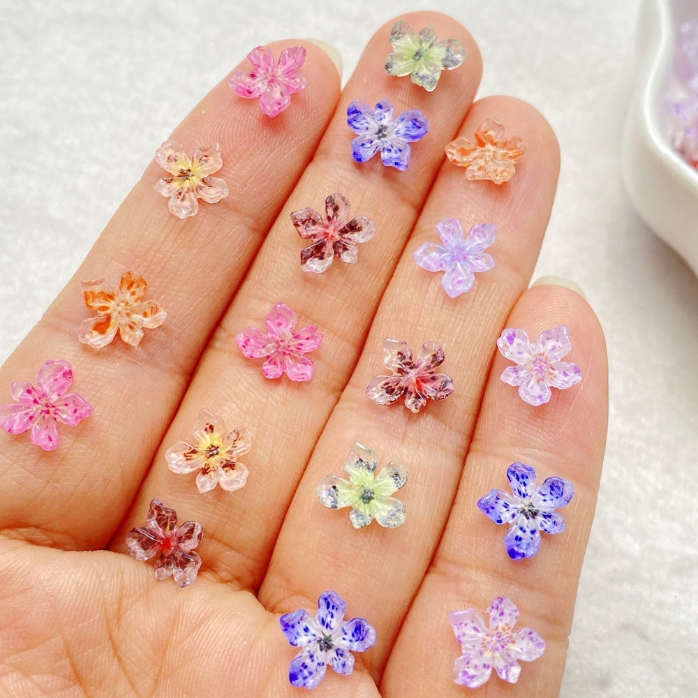 50 ชิ้นผสมเล็บเรซิ่นมินิสีดอกซากุระตกแต่งเล็บ ทําเอง หัตถกรรมตกแต่งเล็บ 3ง เครื่องประดับ