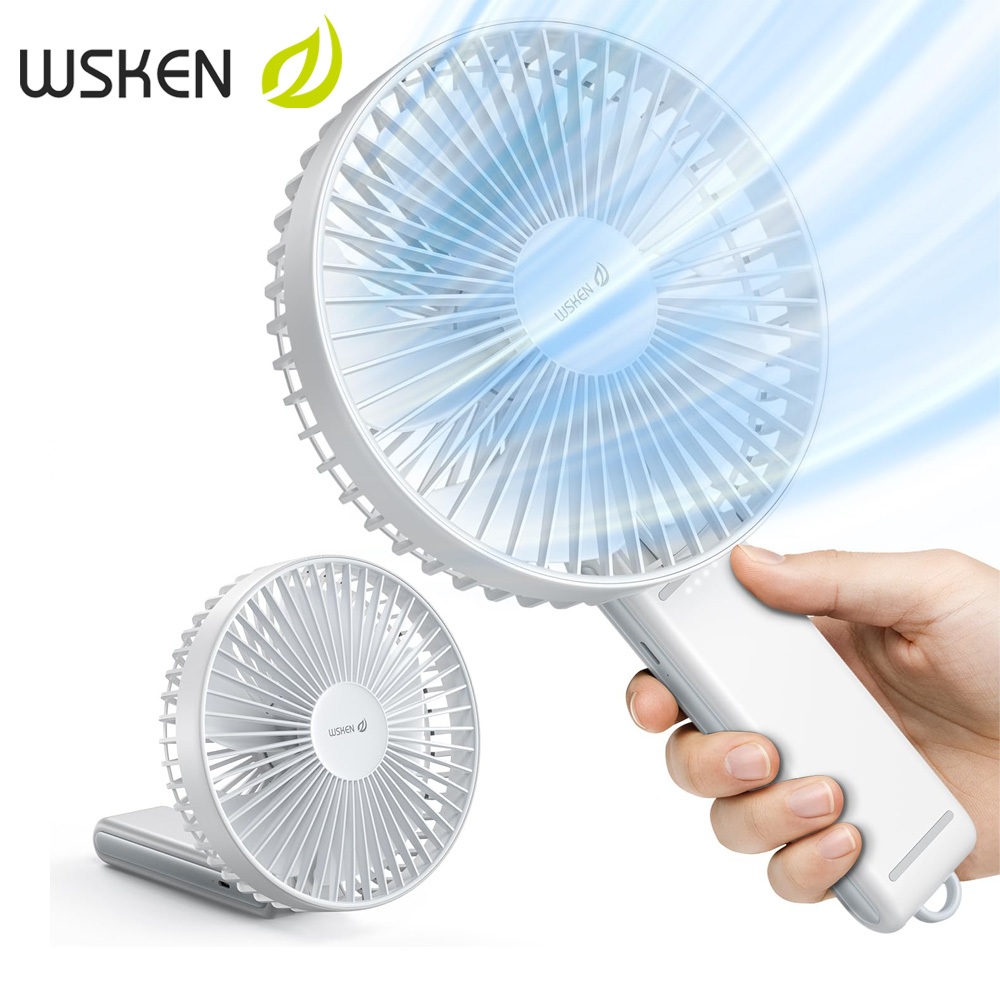 WSKEN พัดลมพกพา สงกรานต์ เงียบ 180° พับได้ 4000mAh USB พัดลมชาร์จแบต 4 ความเร็ว ท่องเที่ยวที่จําเป็น เหมาะสําหรับกลางแจ้งและสํานักง