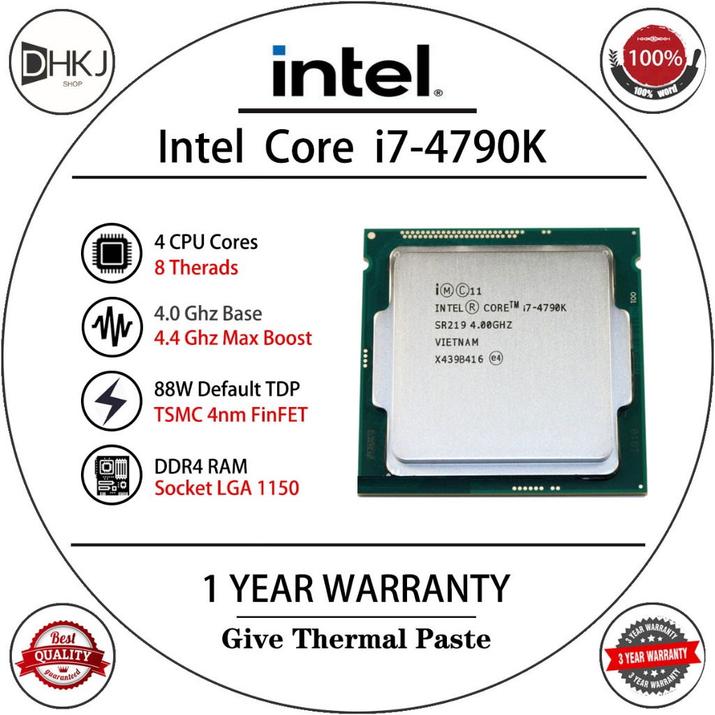ใช้ Intel Core i7-4790K i7 4790K 4.0 GHz ใช้ CPU Quad-Core แปดเกลียว 88W 8M LGA 1150