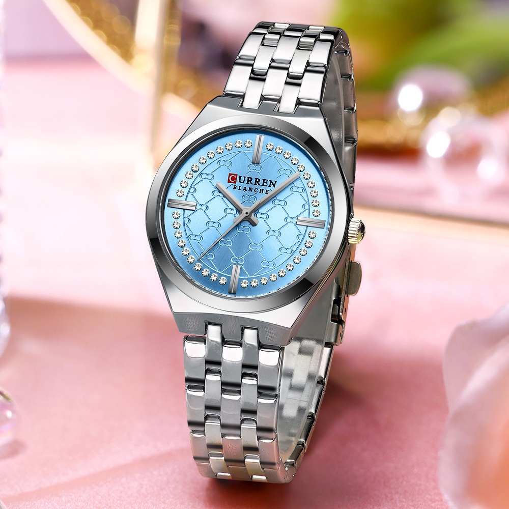 CURREN 9096 Graceful Ladys Quartz Watch สายเหล็ก Life กันน้ําสไตล์หรูหรา