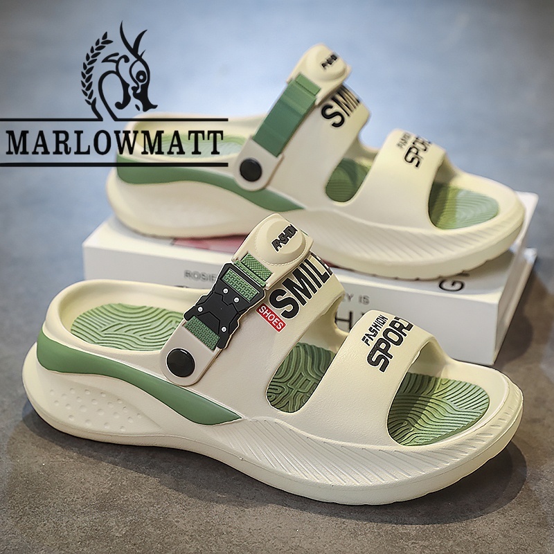 Marlowmatt รองเท้าแตะผู้ชายกีฬากลางแจ้งน้ําหนักเบา Breathable วัสดุ EVA รองเท้าแตะผู้ชาย Flip-Flops