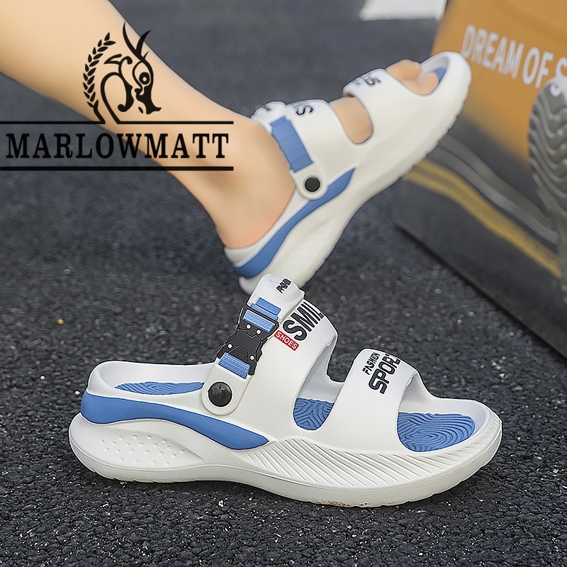 Marlowmatt รองเท้าแตะผู้ชายกีฬากลางแจ้งน้ําหนักเบา Breathable วัสดุ EVA รองเท้าแตะผู้ชาย Flip-Flops