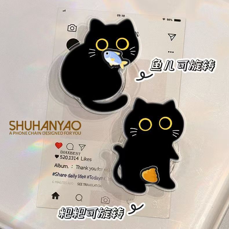 การ์ตูนน่ารักแมวดําถุงลมนิรภัยวงเล็บแมวตลกหมุนไข่ขาตั้งโทรศัพท์สองชั้น 3ง ที่วางโทรศัพท์มือถือ ราคา ถูกที่สุด ดีลบีเคเค แกลเลอรีภาพที่ 4