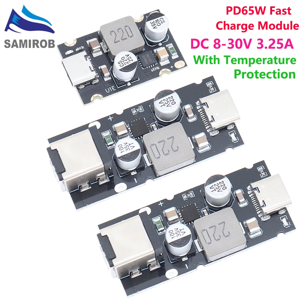 Samirob QC4.0 QC3.0 Type-C USB PD65W Fast Charging อะแดปเตอร์โมดูล DC8-32V 3.25A 65W ขั้นตอนลงโมดูลสําหรับ Huawei SCP/FCP Apple PD