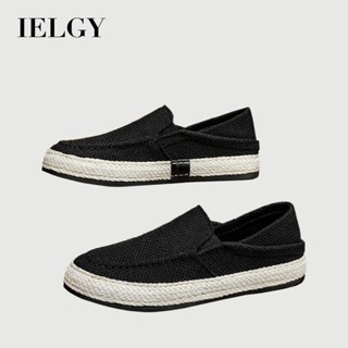 IELGY ผ้าใบผู้ชายสบายๆผ้าลินินผู้ชายลื่นบนชาวประมงรองเท้าอิน…