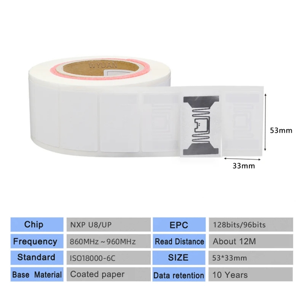 20PCS UHF RFID แท็ก 18000-6C 860-960MHz RFID UHF รูปที่ 5