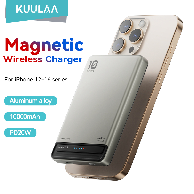 KUULAA จอแสดงผลดิจิตอล 10000mAh แบตสํารองแม่เหล็กไร้สาย Magsafe PD20W ชาร์จเร็ว เหมาะสําหรับ iPhone 16-12 series เฉพาะพาวเวอร์แบงค์พกพาขนาดเล็กขนาดกะทัดรัดบางเฉียบ