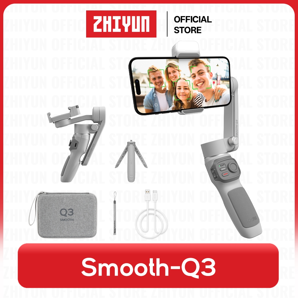 ZHIYUN Smooth Q3 - ไม้กันสั่นสำหรับมือถือ Smartphone Gimbal Stabilizer ไม้กันสั่น 3 แกนสำหรับสมาร์ทโฟน พร้อมไฟเติมและขาตั้งกล้อง