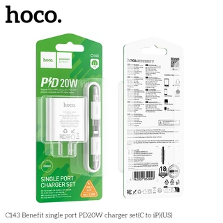 hoco. เครื่องชาร์จ C143 fast charger Type-C to IP PD20W หัวชาร์จเร็ว หัวรองรับการชาร์จเร็ว