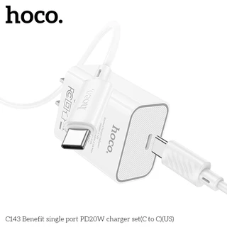 hoco. เครื่องชาร์จ C143 fast charger Type-C to IP PD20W หัวชาร์จเร็ว หัวรองรับการชาร์จเร็ว