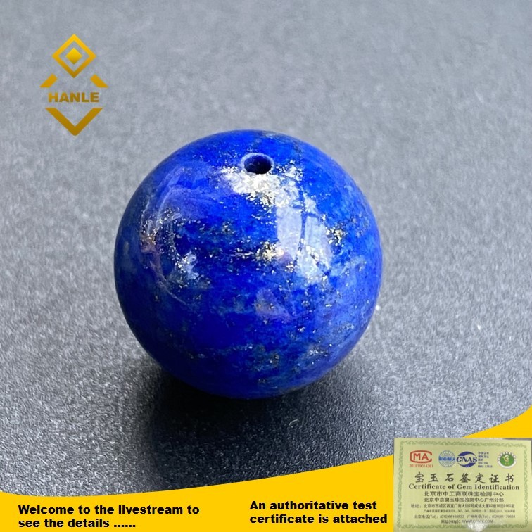 HANLLE ธรรมชาติคุณภาพสูง lapis lazuli ลูกปัดกลมและลูกปัดฟักทองพร้อมใบรับรองและกล่อง