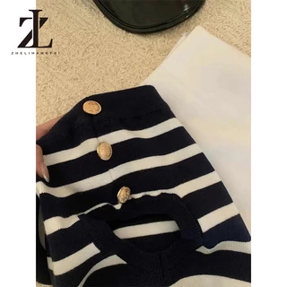 ZHELIHANGFEI ลายถักเสื้อกั๊กผู้หญิงปุ่มโลหะตกแต่งคอแบนเสื้อกั๊กสั้น
