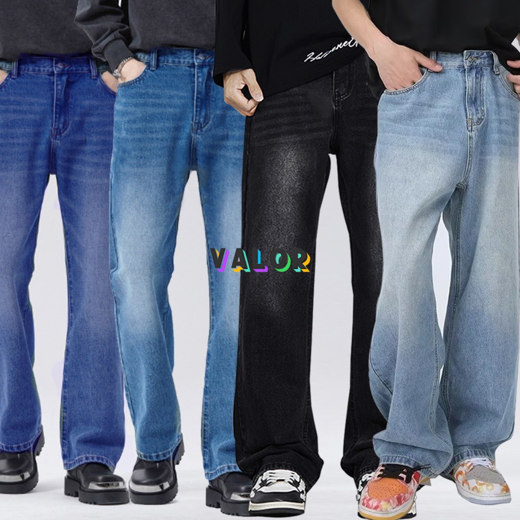 NewBoy🌟 baggy jeans ชาย  S-3XL สีทึบ ทรงหลวม เข้ากับทุกการแต่งกาย american high street