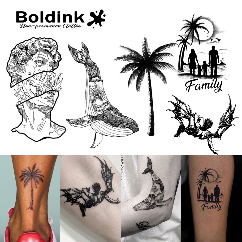 Boldink 2025 สติ๊กเกอร์รอยสักชั่วคราวใหม่ สติ๊กเกอร์รอยสักปลอม กันน้ํา 15 วัน รอยสักกึ่งถาวร ชุดสติ๊กเกอร์รอยสักวิเศษ