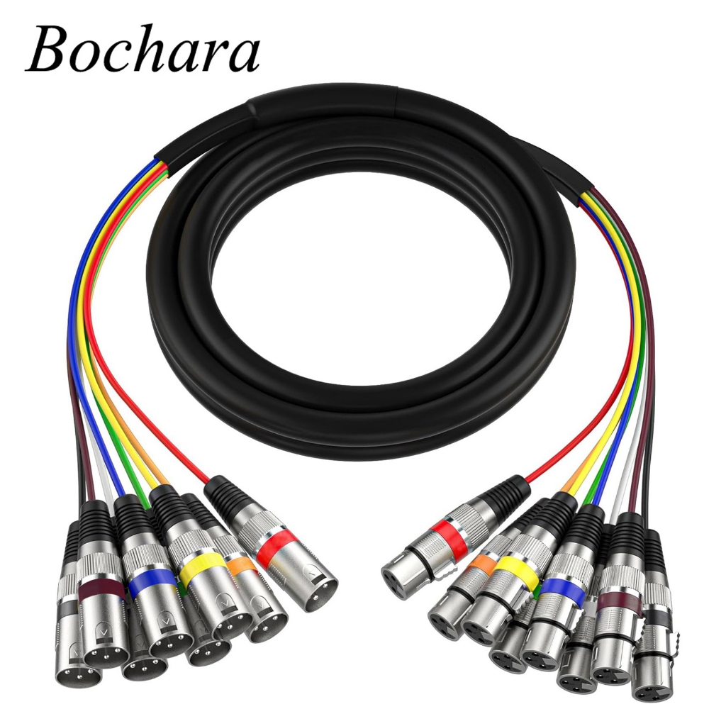 Bochara 8 Channel XLR สายงูชายหญิงส่วนขยาย OFC เสียงฟอยล์ป้องกัน