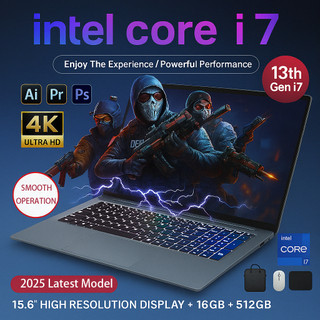 Gaming Laptop Intel 13th Generation Core i7 Gamebook 15.6-inch Laptop DDR4 16GB RAM SSD 512GB Windows 11Backlit Keyboard Gamebook Laptop College Student Computer