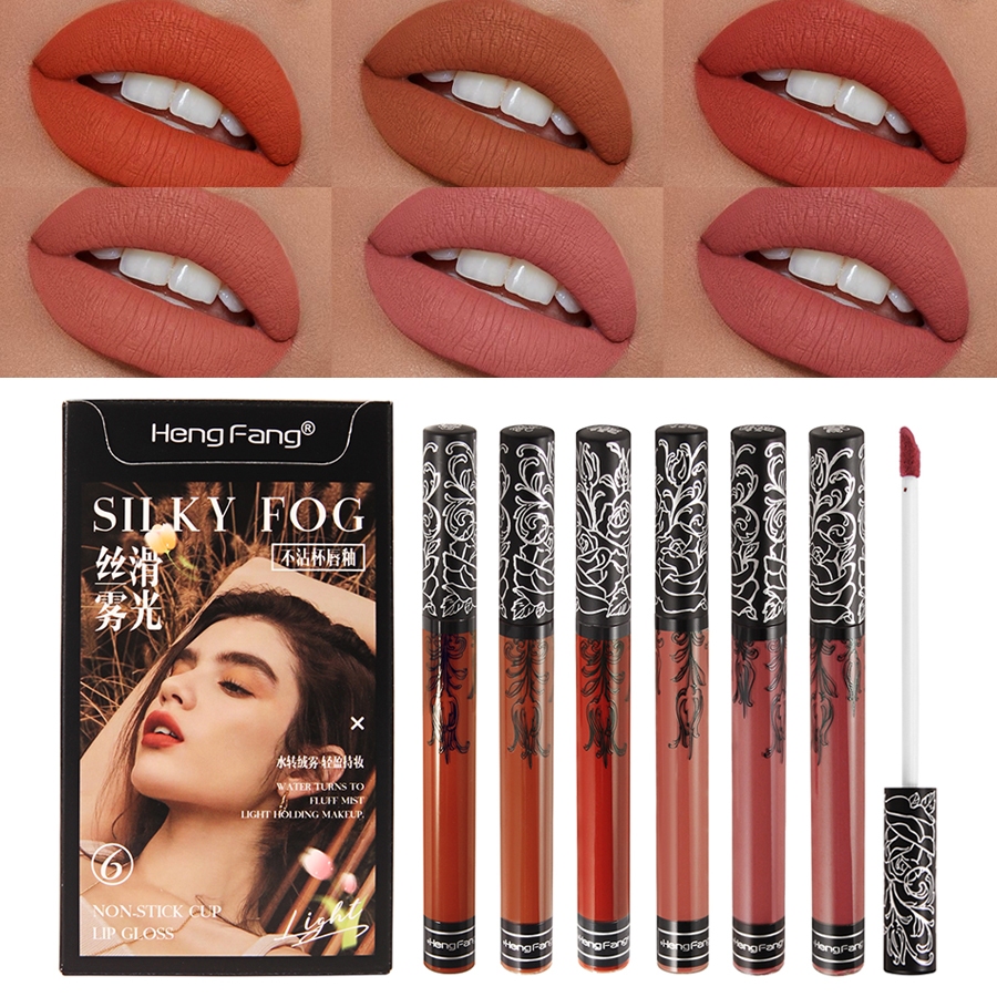 6 ชิ้น/เซ็ต Matte Long-lasting Waterproof Lip Tint ลิปสติกสีสูงแต่งหน้า