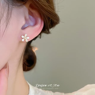 เดรช 925เข็มเงินดอกไม้มุกแมวตาหินต่างหูขนาดเล็กประณีตแฟชั่นต่างหูแสงหรูหราระดับไฮเอนด์ต่างหูอารมณ์