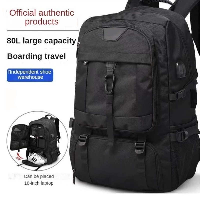 50L-60L-80L แยกรองเท้า USB Travel กระเป๋าเป้สะพายหลังผู้ชายกันน้ํากลางแจ้ง Mountaineering Bagpack พร