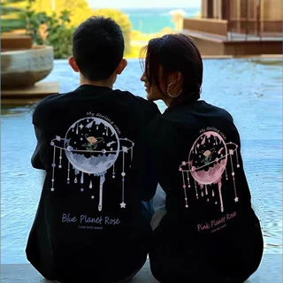 NASA เสื้อ ผู้ชายผู้หญิง เสื้อเกาหลีเสื้อ summer ผ้าฝ้ายแท้ พิมพ์ลายลายสองด้าน คอกลม ใส่สบายนุ่มสบาย