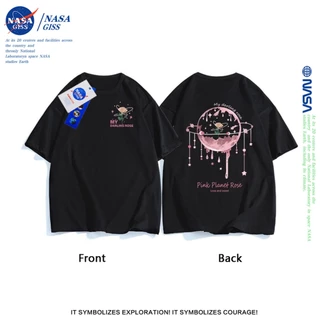 NASA เสื้อ ผู้ชายผู้หญิง เสื้อเกาหลีเสื้อ summer ผ้าฝ้ายแท้ พิมพ์ลายลายสองด้าน คอกลม ใส่สบายนุ่มสบาย