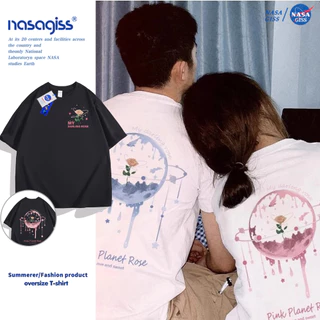 NASA เสื้อ ผู้ชายผู้หญิง เสื้อเกาหลีเสื้อ summer ผ้าฝ้ายแท้ พิมพ์ลายลายสองด้าน คอกลม ใส่สบายนุ่มสบาย
