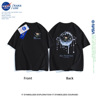 NASA เสื้อ ผู้ชายผู้หญิง เสื้อเกาหลีเสื้อ summer ผ้าฝ้ายแท้ พิมพ์ลายลายสองด้าน คอกลม ใส่สบายนุ่มสบาย