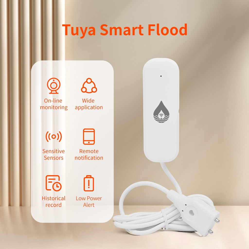 Wifi Tuya สมาร์ท Water Leak Sensor เครื่องตรวจจับสัญญาณเตือนน้ําท่วม Water Leakage Sensor ใช้งานร่วมกับ Smart Life Google Home Alexa