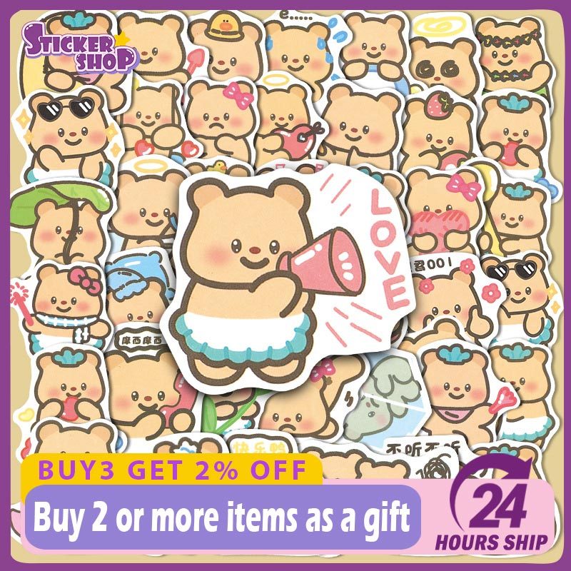 100ชิ้น น่ารัก เนยหมีสติ๊กเกอร์แล็ปท็อปสมุดภาพตกแต่งสเก็ตบอร์ดแล็ปท็อปสติกเกอร์กันน้ํา