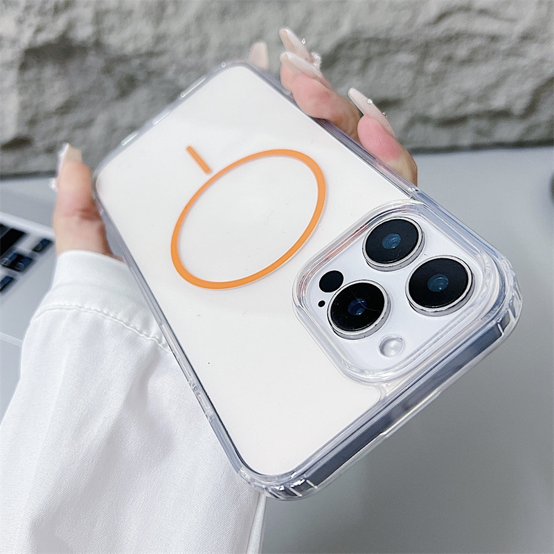 หรูหราอะคริลิคใสแม่เหล็กเคสโทรศัพท์สําหรับiPhone 16 15 14 13 12 11 Pro max 16e 16 15 14 Plus 13 12 mini x xr xs max 7 8 Plusกรณีความงามกันกระแทกปลอกไม่เหลือง - รูปที่ 4