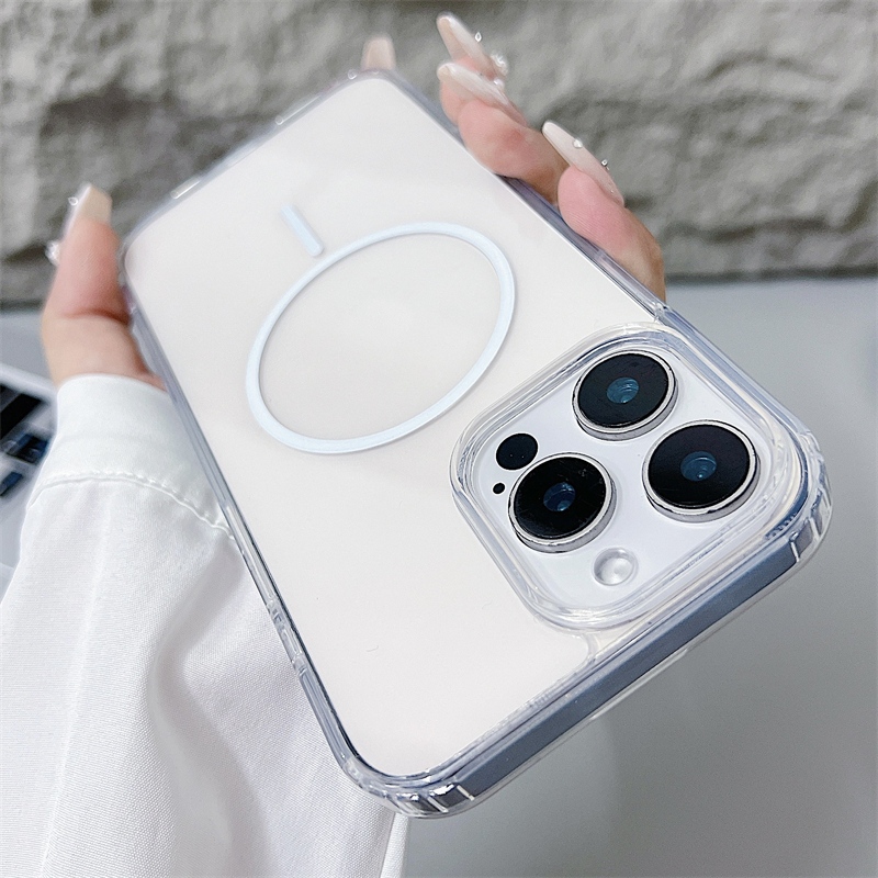 หรูหราอะคริลิคใสแม่เหล็กเคสโทรศัพท์สําหรับiPhone 16 15 14 13 12 11 Pro max 16e 16 15 14 Plus 13 12 mini x xr xs max 7 8 Plusกรณีความงามกันกระแทกปลอกไม่เหลือง - รูปที่ 5