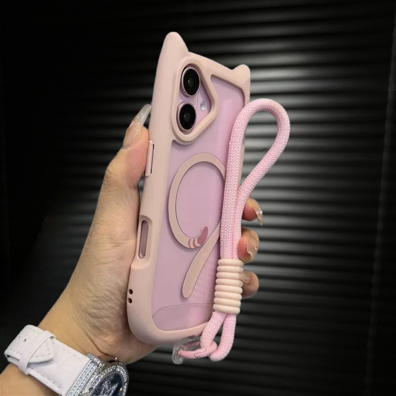 【With lanyard/Transparent acrylic hard case/Pink】เคส compatible for iphone 11 12 13 14 15 16 pro max case