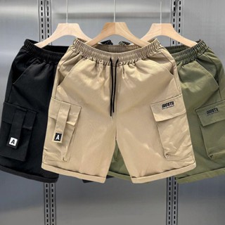 กางเกงขาสั้นชายใหม่ เอวยางยืด เอี๊ยมหลายกระเป๋า คุณภาพดี ราค…