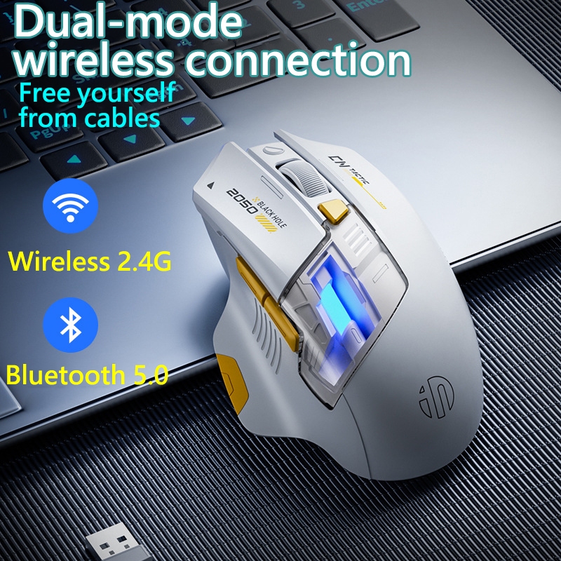 Inphic A9 explorer Wireless Gaming Mouse จอแสดงผลระดับแบตเตอรี่ เมาส์สํานักงาน Bluetooth เงียบแบบชาร์จไฟได้