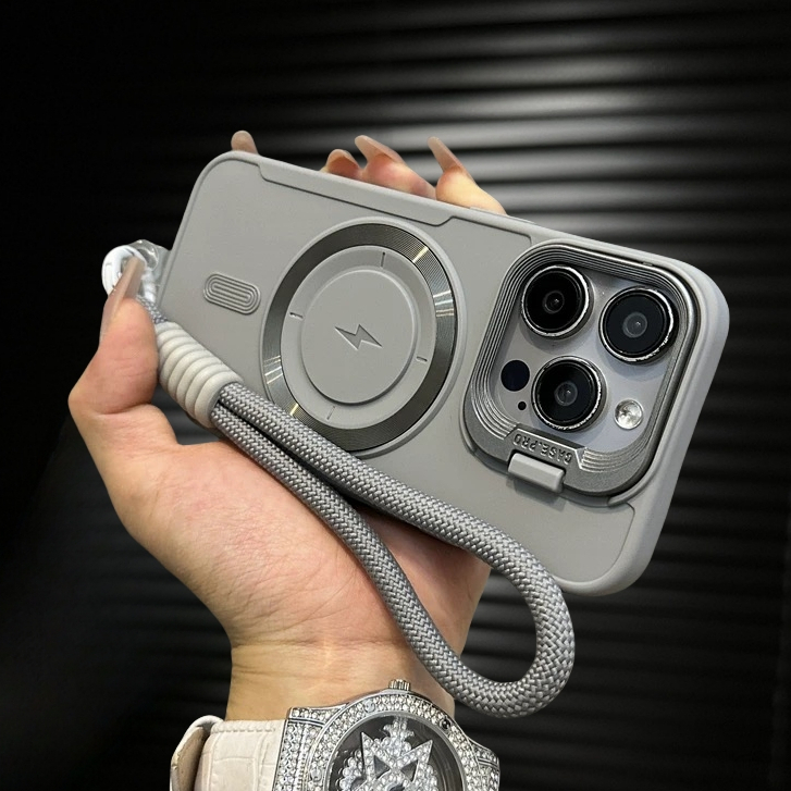 【Lanyard TPU soft case/With bracket/Orange】เคส compatible for iPhone 11 12 13 14 15 16 pro max case