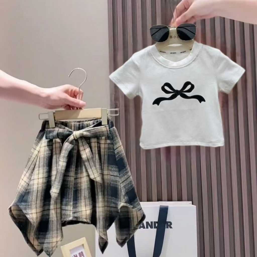 3-14 ปีสาวเสื้อผ้าฤดูร้อนสาวชุดเด็กชุดสาวแขนสั้นเสื้อยืดกระโปรงชุดสองชิ้น ราคา ถูกที่สุด ดีลบีเคเค แกลเลอรีภาพที่ 2