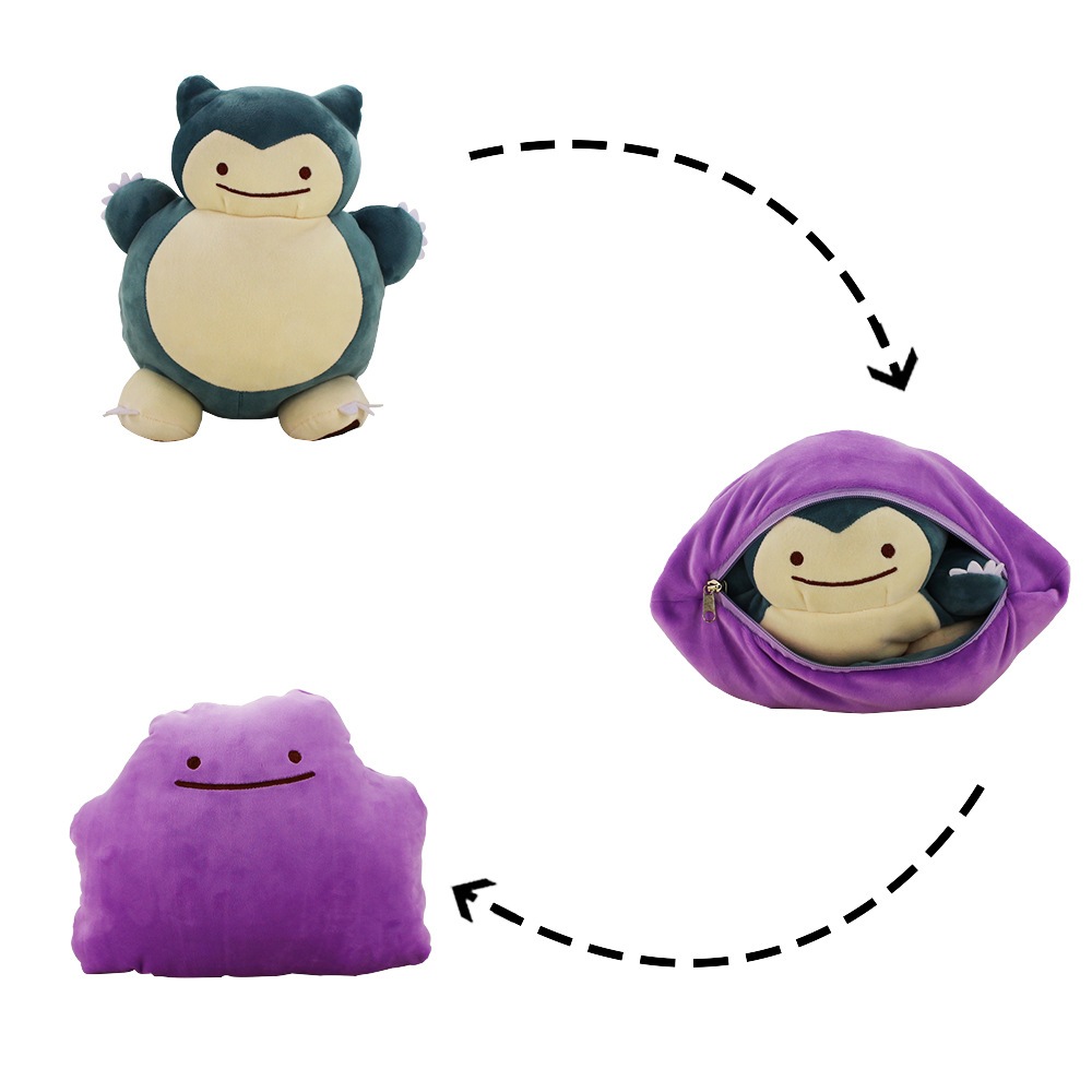 30 ซม.อะนิเมะ Pokemon Snorlax Ditto หมอนเปลี่ยนรูปของเล่นตุ๊กตาตุ๊กตานุ่มถือหมอนสําหรับเด็กวันเกิดขอ