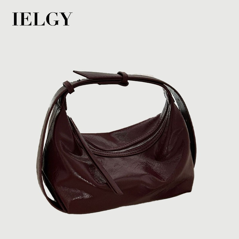 IELGY Frosted หนังลิ้นจี่กล่องอาหารกลางวันกระเป๋า Bowknot Design Niche แบบพกพา Commuter All-Match ไหล่หมอน Messenger กระเป๋า